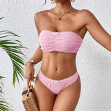 Womens Bandeau Bikini Sexy Solid Color Swimwear