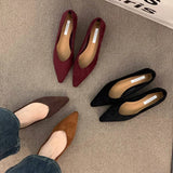 BROWN WEDGE HEELS POINTED TOE FLATS FOR WOMEN_CWSHF0086