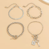 SNAKE BONE CHAIN VINTAGE KEY BRACELET NECKLACE_CWAJE1148