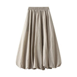 HIGH WAIST SLIM FIT BALLOON MIDI SKIRT_CWBMS0367