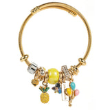 GOLD STAINLESS STEEL BRACELET WITH PINEAPPLEBALLOON_CWMM8586