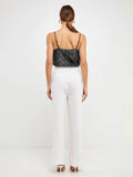 V-Neck Casual Sequined Bead Strappy Vest