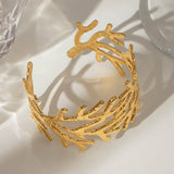Vintage 18K Gold Hammered Branch Open Cuff