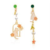 OIL PAINTING CHERRY BLOSSOM RABBIT EARRINGS_CWAJE2422