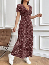 V-Neck Elegant Cinched Waist Casual Floral Dress