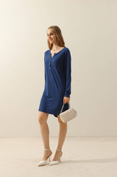 Solid V Neck Dress_Cwdmd784