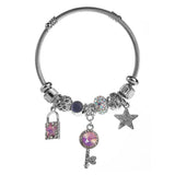 LOCK KEY CHARM ADJUSTABLE STEEL BRACELET_CWMM8496