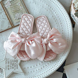 Womens Large Bow Dressing Gown Slippers_Cwmm2946