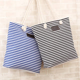 Canvas Striped Shoulder Bag Tote Bag_Cwab1711