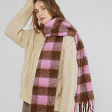 Black & White Plaid Fau Cashmere Scarf_Cwasc0324