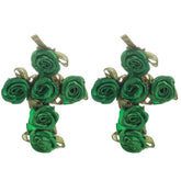 HANDMADE FABRIC FLOWER CROSS EARRINGS CHIC LOOK_CWMM6261