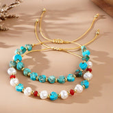 SEMI PRECIOUS STONE IMITATION PEARL HEART BRACELET_CWMM3814