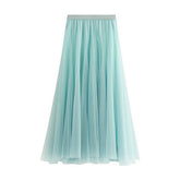 HIGH WAIST TULLE A LINE PLEATED MIDI SKIRT_CWBMS0378