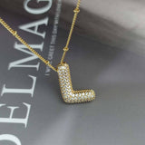 COPPER ZIRCONIA 26 LETTERS PENDANT NECKLACE_CWMM5869