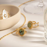 AFRICAN PINE STONE GOLD FASHION RING_CWAJE1398