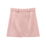 SUEDE MINI SKIRT FOR WOMEN FRENCH CHIC STYLE_CWDSD8342