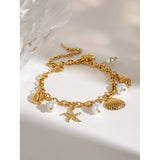 18K GOLD SEA CHARM BRACELET IN STAINLESS STEEL_CWAJE4641