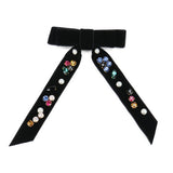 HANDMADE LONG RIBBON VELVET BOW HAIRPIN HEADDRESS_CWAHA4417