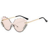 HALF FRAME WING CUTOUT RHINESTONE SUNGLASSES_CWASG1191