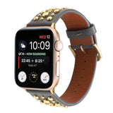 Applewatch9 Iwatch Gold Rivet Genuine Leather Strap_Cwww0084
