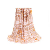 FLORAL PRINTED SATIN SCARF ELEGANT BEACH SHAWL_CWASC0683