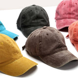 Washed Distressed Plain Cotton Baseball Cap_Cwah1854