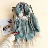 Fresh Floral Winter Tassel Scarf Soft Cashmere_Cwasc03248