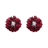 HANDMADE FABRIC FLOWER STUD EARRINGS MINIMALIST_CWMM6257
