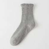 THIN SOLID RUFFLE CREW SOCKS FOR SUMMER_CWMS1374