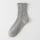 THIN SOLID RUFFLE CREW SOCKS FOR SUMMER_CWMS1374