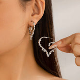 CREATIVE LAVA HEART SHAPED ASYMMETRICAL EARRINGS_CWAJE1822