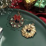 FASHION CHRISTMAS WREATH BUTTERFLY ALLOY EARRINGS_CWMM2629