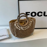 Retro Semicircle Fashionable Shell Woven Bag_Cwab2316