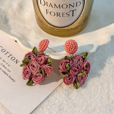 HANDMADE ROSE EARRINGS SPRING FLORAL COTTAGECORE_CWMM6169