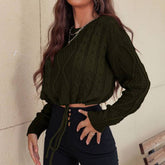 Solid Color Loose Crew Neck Sweater