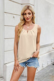 Solid Color V-Neck Sleeveless Pleated Chiffon