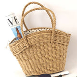 SUMMER WOVEN CASUAL STRAW TOTE BAG_CWAB0805