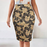 Stylish And Elegant Printed Split Wrap Hip Skirt