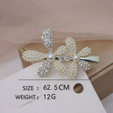 PEARL RHINESTONE FLOWER HAIRPIN DUCKBILL CLIP_CWAHA4741