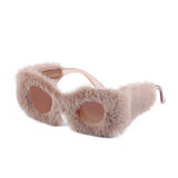 PLUSH WINTER SUNGLASSES FASHION CAT EYE SUNGLASSES_CWASG0571