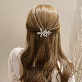 PEARL RHINESTONE FLOWER HAIRPIN DUCKBILL CLIP_CWAHA4741