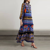 Vintage Long-Sleeved Printed Cake Fashion Dress