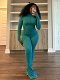 Tight Long-Sleeved Bell Bottoms Two-Piece Set