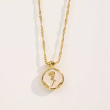 STAINLESS STEEL VINTAGE ROSE PENDANT NECKLACE_CWMM3840
