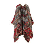 SHAWL FAUX CASHMERE JACQUARD SLIT CAPE SCARF_CWASC2231