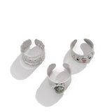 FASHIONABLE METALLIC PLEATED KNUCKLE RING SET_CWMM3239