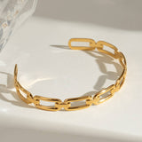 CLASSIC 18K GOLD STEEL OPEN SPLIT CUFF BRACELET_CWAJE4897