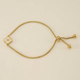 Cwaje1959_Adjustable Four Leaf Clover Letter Shell Bracelet