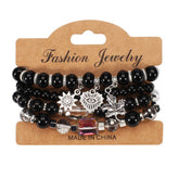 MULTI LAYERED MAPLE LEAF HEART PENDANT BRACELET_CWAJE2229