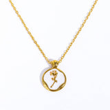 STAINLESS STEEL VINTAGE ROSE PENDANT NECKLACE_CWMM3840